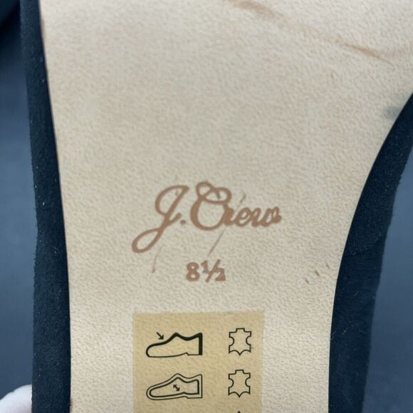 J Crew womens suede slip on classic low block heel pumps black size 8.5 - Picture 8 of 9